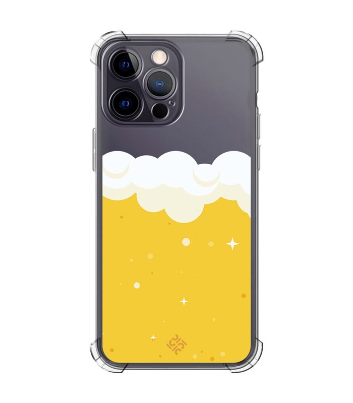 Funda Antigolpe [ iPhone 14 Pro Max ] Dibujo Auténtico [ Cerveza ] Esquina Reforzada Silicona 1.5mm Transparente