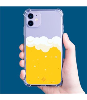 Funda Antigolpe [ iPhone 14 Pro Max ] Dibujo Auténtico [ Cerveza ] Esquina Reforzada Silicona 1.5mm Transparente