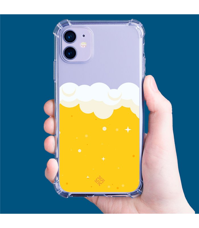 Funda Antigolpe [ iPhone 14 Pro Max ] Dibujo Auténtico [ Cerveza ] Esquina Reforzada Silicona 1.5mm Transparente