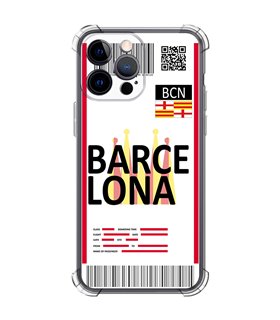 Funda Antigolpe [ iPhone 14 Pro Max ] Billete de Avión [ Barcelona ] Esquina Reforzada Silicona 1.5mm Transparente