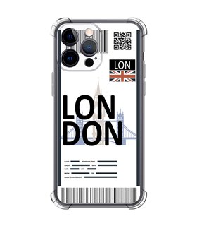 Funda Antigolpe [ iPhone 14 Pro Max ] Billete de Avión [ London ] Esquina Reforzada Silicona 1.5mm Transparente