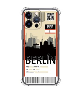 Funda Antigolpe [ iPhone 14 Pro Max ] Billete de Avión [ Berlín ] Esquina Reforzada Silicona 1.5mm Transparente