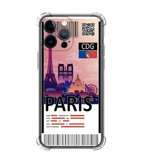 Funda Antigolpe [ iPhone 14 Pro Max ] Billete de Avión [ París ] Esquina Reforzada Silicona 1.5mm Transparente