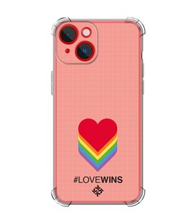 Funda Antigolpe [ iPhone 14 Plus ] Dibujo Auténtico [ Corazones - Love Wins ] Esquina Reforzada Silicona 1.5mm Transparente