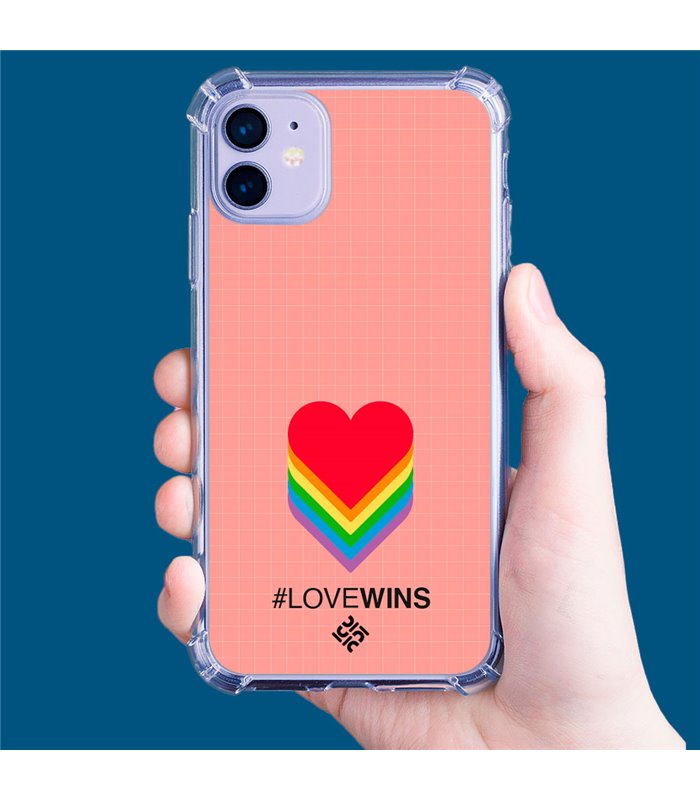 Funda Antigolpe [ iPhone 14 Plus ] Dibujo Auténtico [ Corazones - Love Wins ] Esquina Reforzada Silicona 1.5mm Transparente