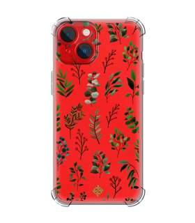 Funda Antigolpe [ iPhone 14 Plus ] Dibujo Botánico [ Hojas Ramas Verdes - Follaje Botánico ] Esquina Reforzada Silicona 1.5mm