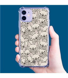Funda Antigolpe [ iPhone 14 Plus ] Dibujo Cute [ Pegatinas Perrito Bulldog Frances ] Esquina Reforzada Silicona 1.5mm