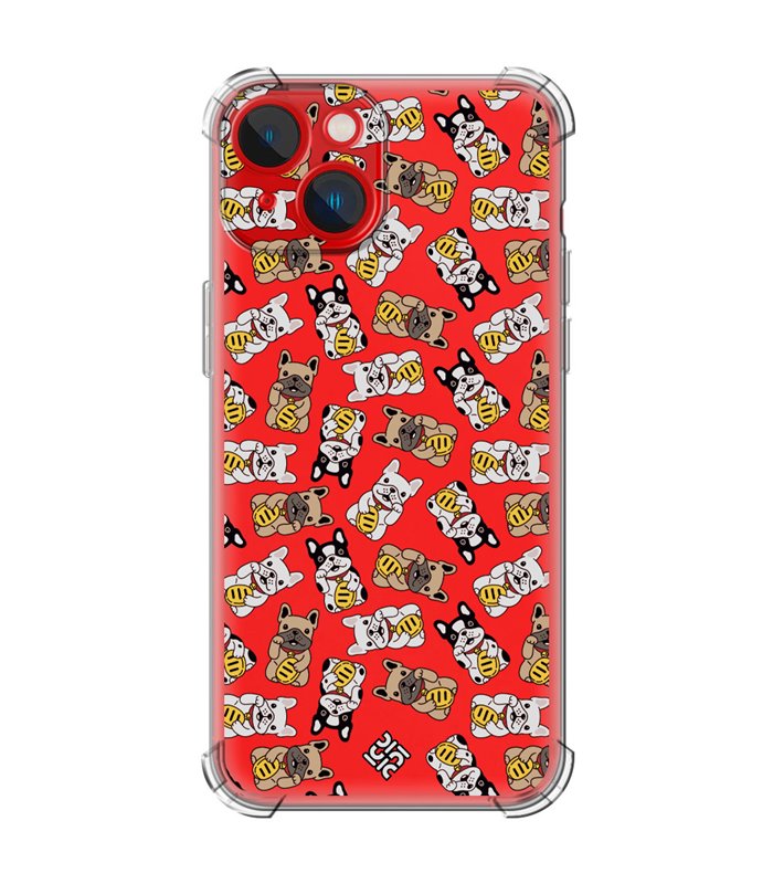 Funda Antigolpe [ iPhone 14 Plus ] Dibujo Cute [ Perro Bulldog de la Suerte ] Esquina Reforzada Silicona 1.5mm Transparente