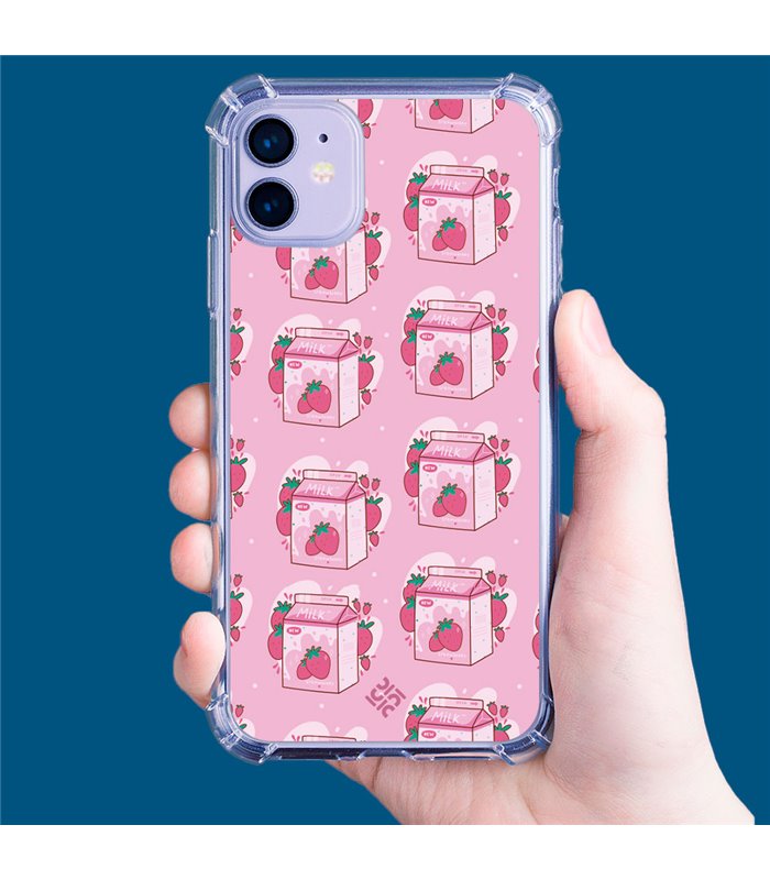 Funda Antigolpe [ iPhone 14 Plus ] Dibujo Cute [ Brick Leche de Fresa ] Esquina Reforzada Silicona 1.5mm Transparente