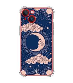 Funda Antigolpe [ iPhone 14 Plus ] Dibujo Esotérico [ Luna Creciente - Dibujo Místico Astrologico ] Esquina Reforzada Silicona