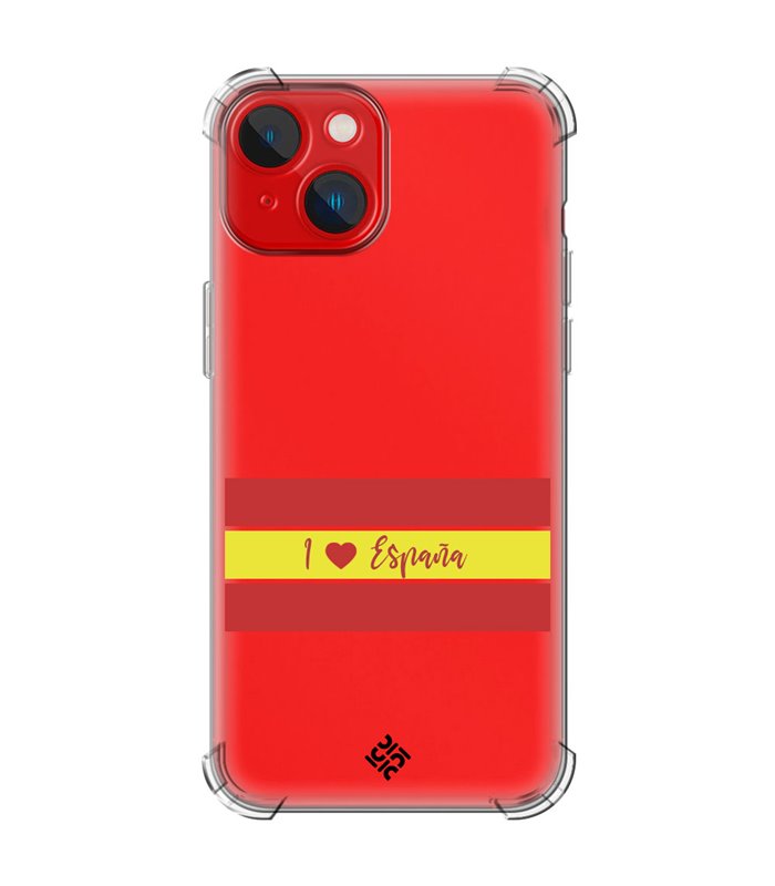 Funda Antigolpe [ iPhone 14 Plus ] Dibujo Auténtico [ I Love España ] Esquina Reforzada Silicona 1.5mm Transparente