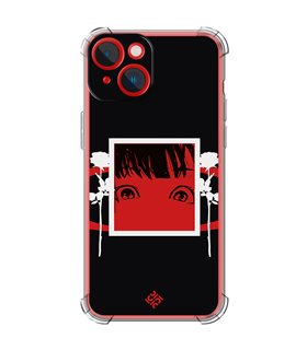 Funda Antigolpe [ iPhone 14 Plus ] Dibujos Frikis [ Mirada Anime, Manga Rojo Intenso ] Esquina Reforzada Silicona 1.5mm