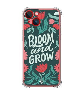 Funda Antigolpe [ iPhone 14 Plus ] Dibujo Frases Guays [ Flores Bloom and Grow ] Esquina Reforzada Silicona 1.5mm Transparente