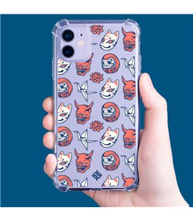 Funda Antigolpe [ iPhone 14 Plus ] Dibujo Japones [ Daruma, Máscara Kitsune y Hannya Japon ] Esquina Reforzada Silicona 1.5mm