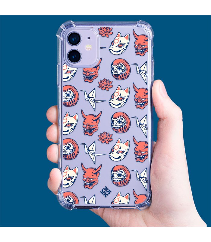 Funda Antigolpe [ iPhone 14 Plus ] Dibujo Japones [ Daruma, Máscara Kitsune y Hannya Japon ] Esquina Reforzada Silicona 1.5mm