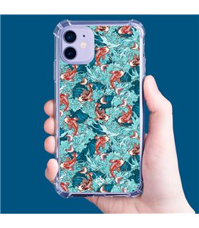 Funda Antigolpe [ iPhone 14 Plus ] Dibujo Japones [ Peces Koi ] Esquina Reforzada Silicona 1.5mm Transparente