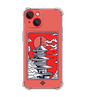 Funda Antigolpe [ iPhone 14 Plus ] Dibujo Japones [ Pagoda con Fondo Transparente Japonesa ] Esquina Reforzada Silicona 1.5mm