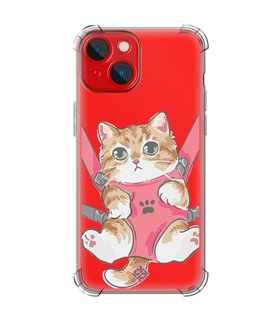 Funda Antigolpe [ iPhone 14 Plus ] Dibujo Mascotas [ Gatito Colgante ] Esquina Reforzada Silicona 1.5mm Transparente