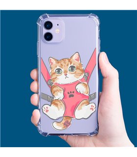 Funda Antigolpe [ iPhone 14 Plus ] Dibujo Mascotas [ Gatito Colgante ] Esquina Reforzada Silicona 1.5mm Transparente