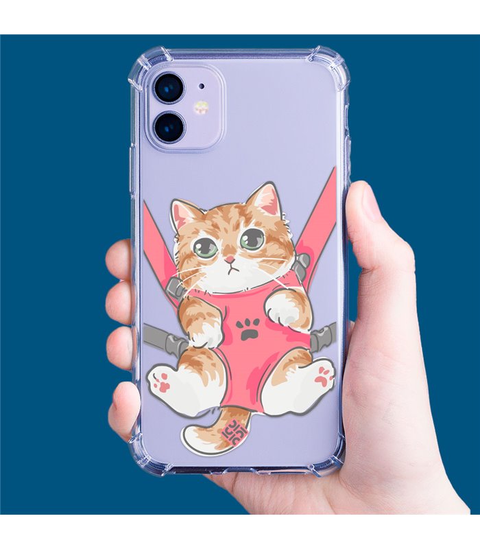 Funda Antigolpe [ iPhone 14 Plus ] Dibujo Mascotas [ Gatito Colgante ] Esquina Reforzada Silicona 1.5mm Transparente