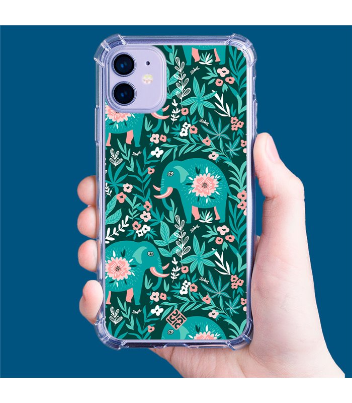 Funda Antigolpe [ iPhone 14 Plus ] Dibujo Mascotas [ Estampado Elefantes Florales ] Esquina Reforzada Silicona Transparente