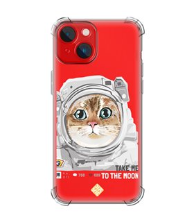 Funda Antigolpe [ iPhone 14 Plus ] Dibujo Mascotas [ Gato Astronauta - Take Me To The Moon ] Esquina Reforzada Silicona 1.5mm