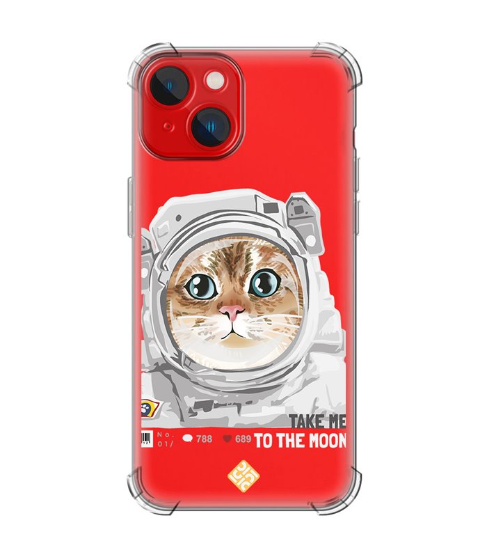Funda Antigolpe [ iPhone 14 Plus ] Dibujo Mascotas [ Gato Astronauta - Take Me To The Moon ] Esquina Reforzada Silicona 1.5mm