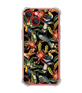 Funda Antigolpe [ iPhone 14 Plus ] Dibujo Mascotas [ Estampado Aves y Hojas y Flores Tropicales ] Esquina Reforzada Silicona 1.5