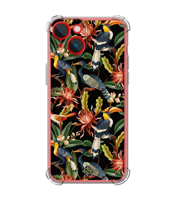 Funda Antigolpe [ iPhone 14 Plus ] Dibujo Mascotas [ Estampado Aves y Hojas y Flores Tropicales ] Esquina Reforzada Silicona 1.5