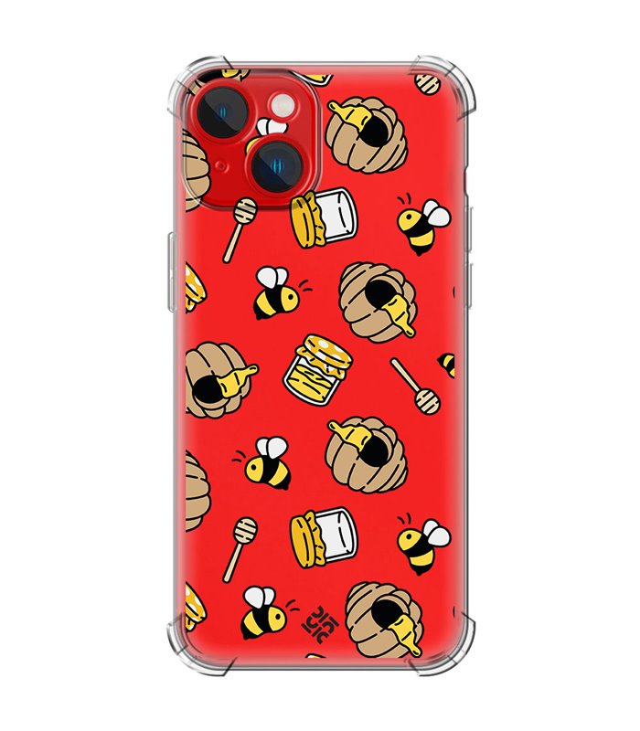 Funda Antigolpe [ iPhone 14 Plus ] Dibujo Mascotas [ Miel y Abejas ] Esquina Reforzada Silicona 1.5mm Transparente