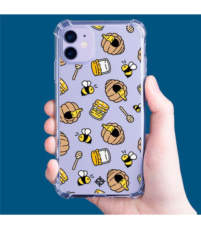 Funda Antigolpe [ iPhone 14 Plus ] Dibujo Mascotas [ Miel y Abejas ] Esquina Reforzada Silicona 1.5mm Transparente