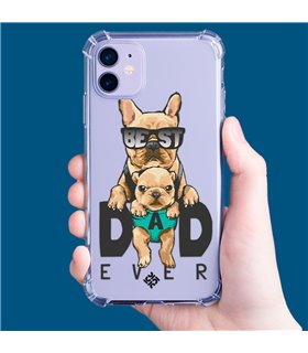 Funda Antigolpe [ iPhone 14 Plus ] Dibujo Mascotas [ Perro Bulldog - Best Dad Ever ] Esquina Reforzada Silicona Transparente