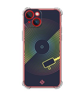 Funda Antigolpe [ iPhone 14 Plus ] Diseño Música [ Dibujo Disco de Vinilo ] Esquina Reforzada Silicona 1.5mm Transparente