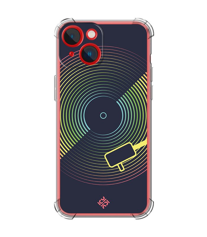 Funda Antigolpe [ iPhone 14 Plus ] Diseño Música [ Dibujo Disco de Vinilo ] Esquina Reforzada Silicona 1.5mm Transparente