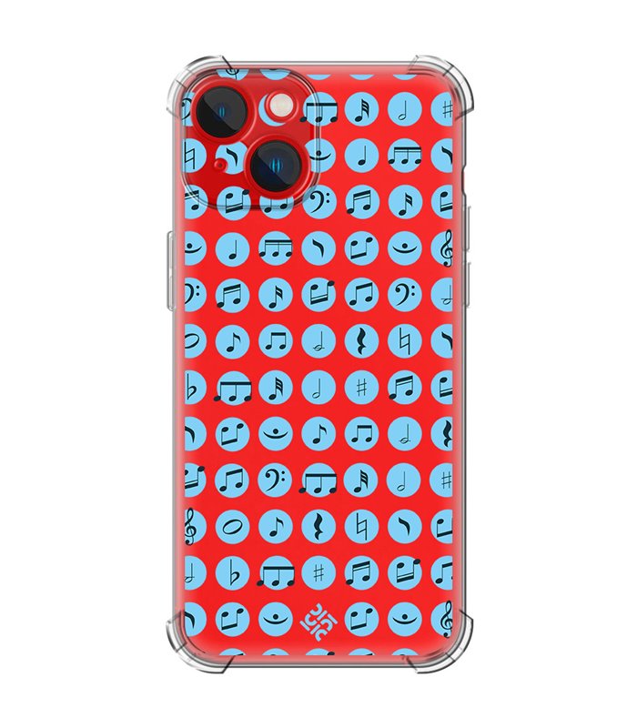 Funda Antigolpe [ iPhone 14 Plus ] Diseño Música [ Notas Musicales ] Esquina Reforzada Silicona 1.5mm Transparente