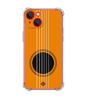 Funda Antigolpe [ iPhone 14 Plus ] Diseño Música [ Caja de Resonancia Guitarra ] Esquina Reforzada Silicona 1.5mm Transparente