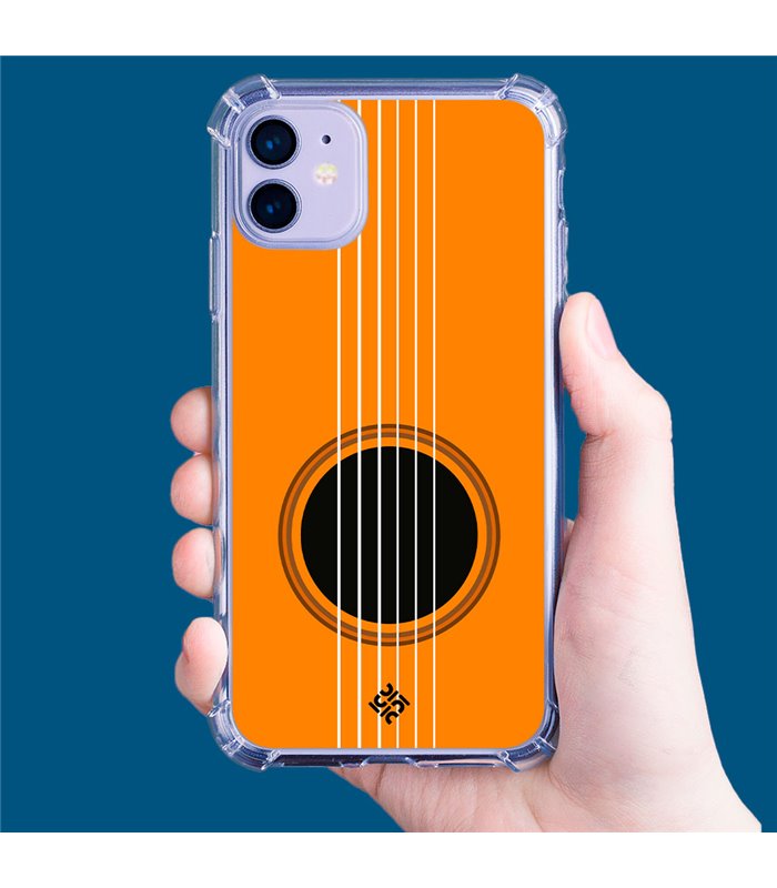 Funda Antigolpe [ iPhone 14 Plus ] Diseño Música [ Caja de Resonancia Guitarra ] Esquina Reforzada Silicona 1.5mm Transparente