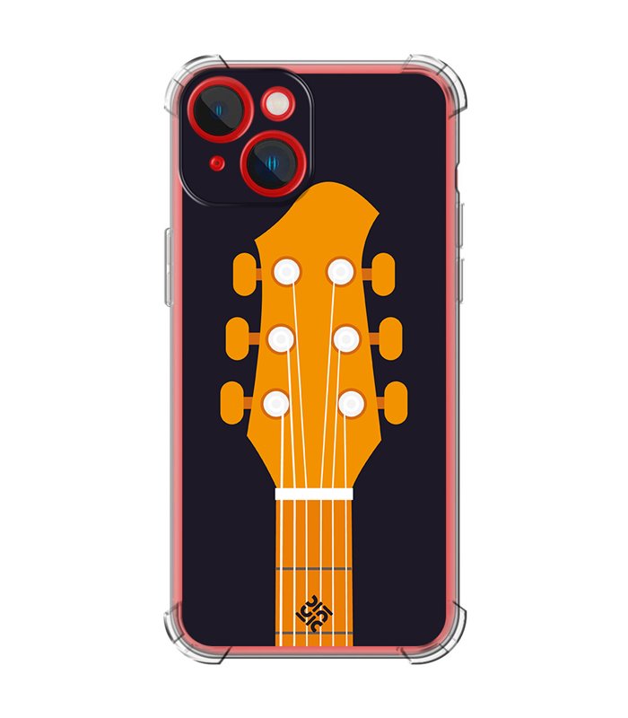 Funda Antigolpe [ iPhone 14 Plus ] Diseño Música [ Mástil y Pala de Guitarra ] Esquina Reforzada Silicona 1.5mm Transparente