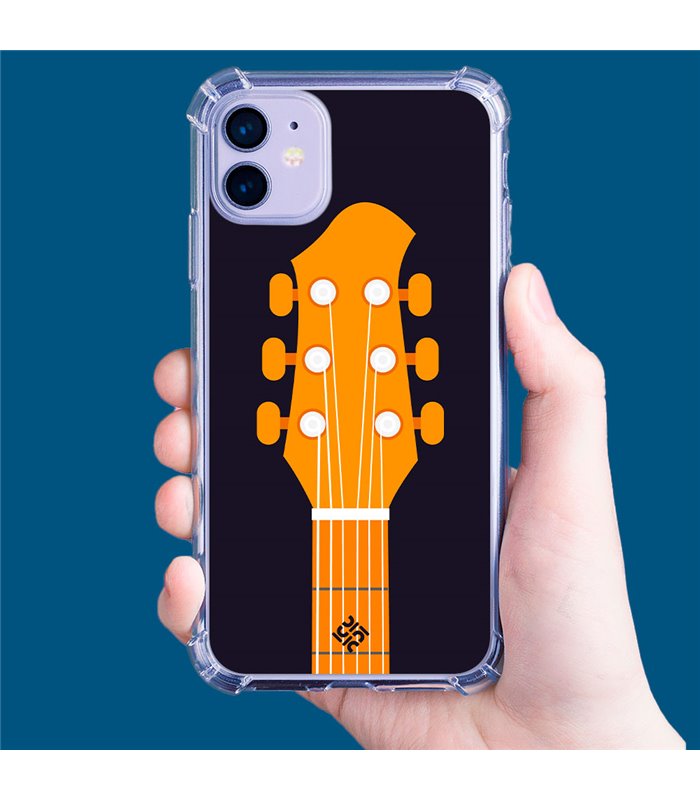 Funda Antigolpe [ iPhone 14 Plus ] Diseño Música [ Mástil y Pala de Guitarra ] Esquina Reforzada Silicona 1.5mm Transparente
