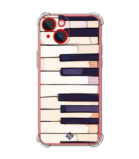 Funda Antigolpe [ iPhone 14 Plus ] Diseño Música [ Teclas de Piano ] Esquina Reforzada Silicona 1.5mm Transparente