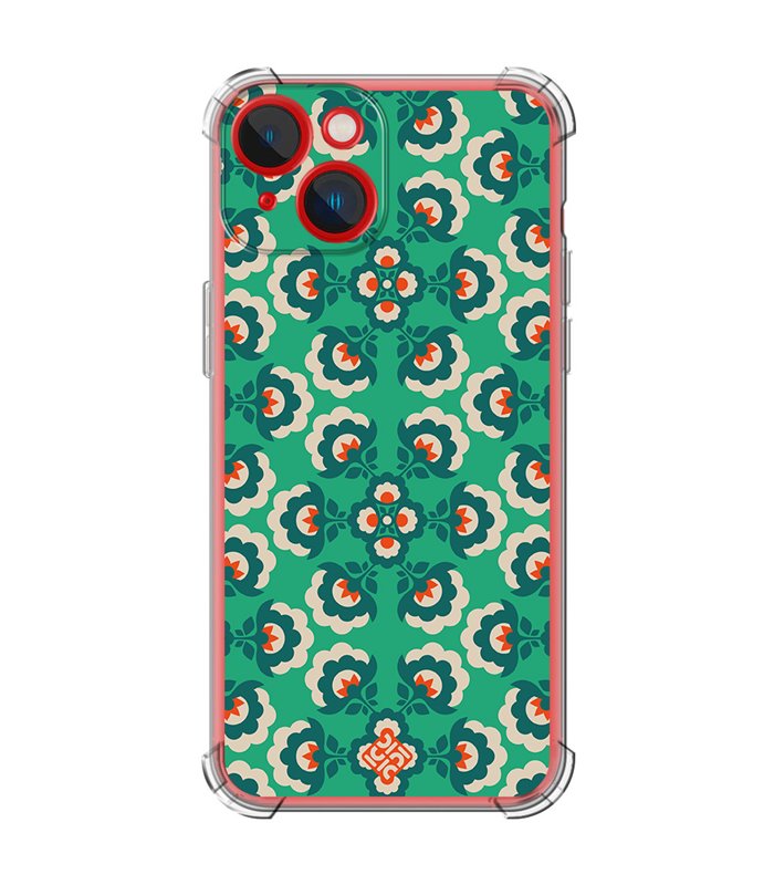 Funda Antigolpe [ iPhone 14 Plus ] Dibujos Retro [ Algodones Verdes - Caleidoscopio ] Esquina Reforzada Silicona Transparente