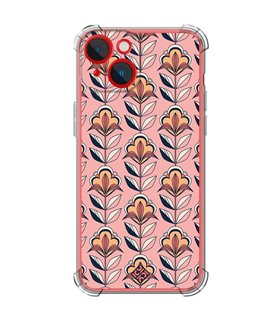 Funda Antigolpe [ iPhone 14 Plus ] Dibujos Retro [ Planta con Fondo Rosa - Retro ] Esquina Reforzada Silicona 1.5mm Transparente