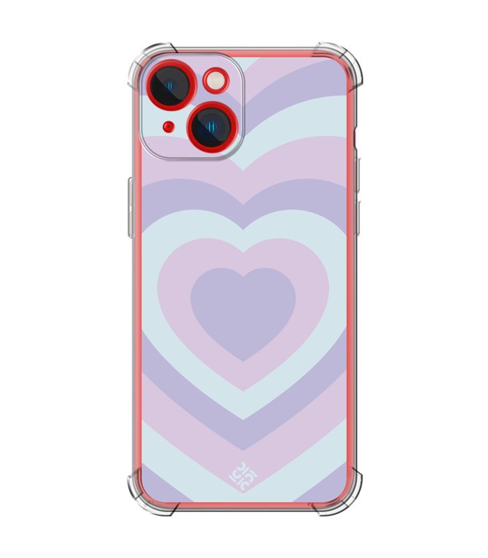 Funda Antigolpe [ iPhone 14 Plus ] Dibujo Tendencias [ Corazones Superpuestos Tonos Pastel ] Esquina Reforzada Silicona 1.5mm