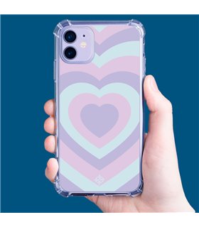 Funda Antigolpe [ iPhone 14 Plus ] Dibujo Tendencias [ Corazones Superpuestos Tonos Pastel ] Esquina Reforzada Silicona 1.5mm