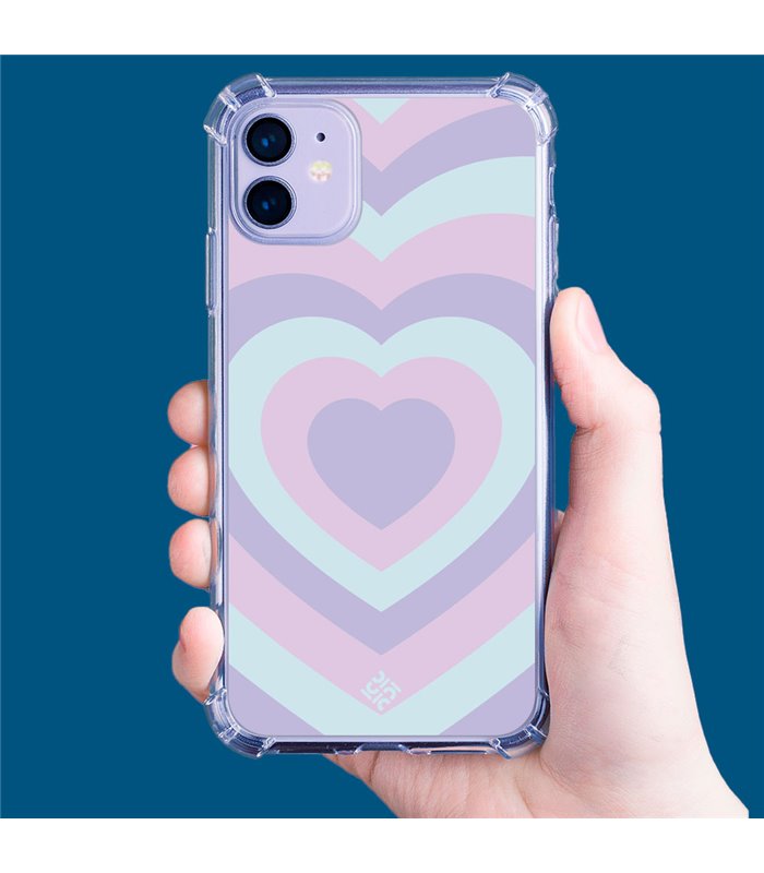 Funda Antigolpe [ iPhone 14 Plus ] Dibujo Tendencias [ Corazones Superpuestos Tonos Pastel ] Esquina Reforzada Silicona 1.5mm