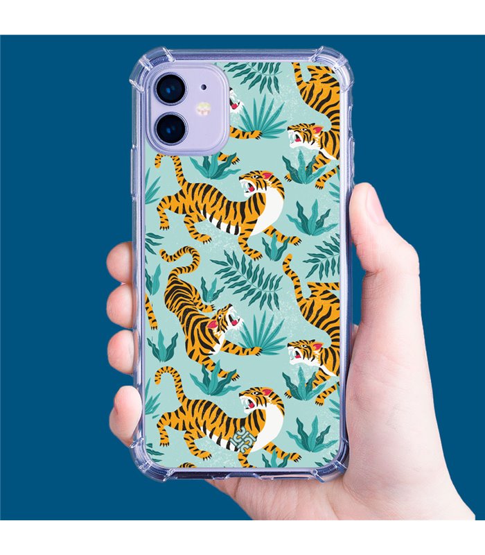 Funda Antigolpe [ iPhone 14 Plus ] Dibujo Tendencias [ Estampado de Tigres ] Esquina Reforzada Silicona 1.5mm Transparente