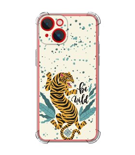 Funda Antigolpe [ iPhone 14 Plus ] Dibujo Tendencias [ Tigre - Be Wild ] Esquina Reforzada Silicona 1.5mm Transparente