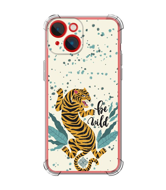 Funda Antigolpe [ iPhone 14 Plus ] Dibujo Tendencias [ Tigre - Be Wild ] Esquina Reforzada Silicona 1.5mm Transparente