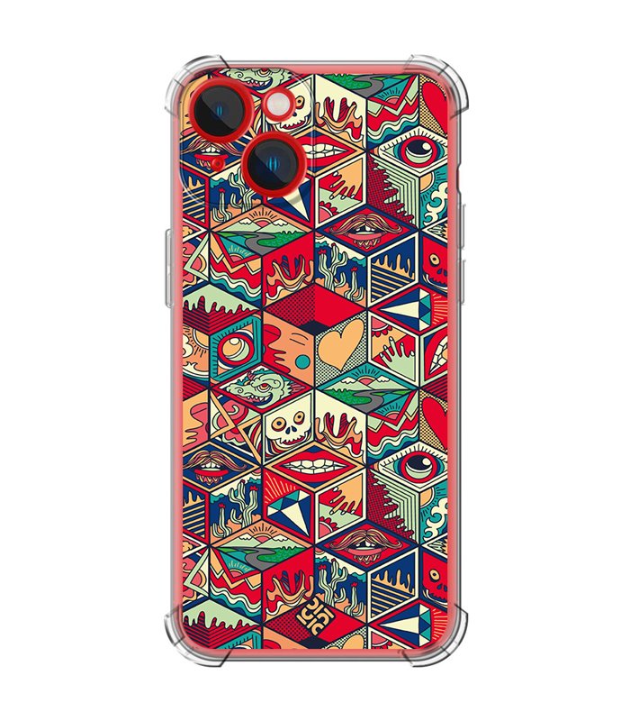 Funda Antigolpe [ iPhone 14 Plus ] Dibujo Auténtico [ Diseño Doodle Arte con Elementos Ornamentales ] Esquina Reforzada