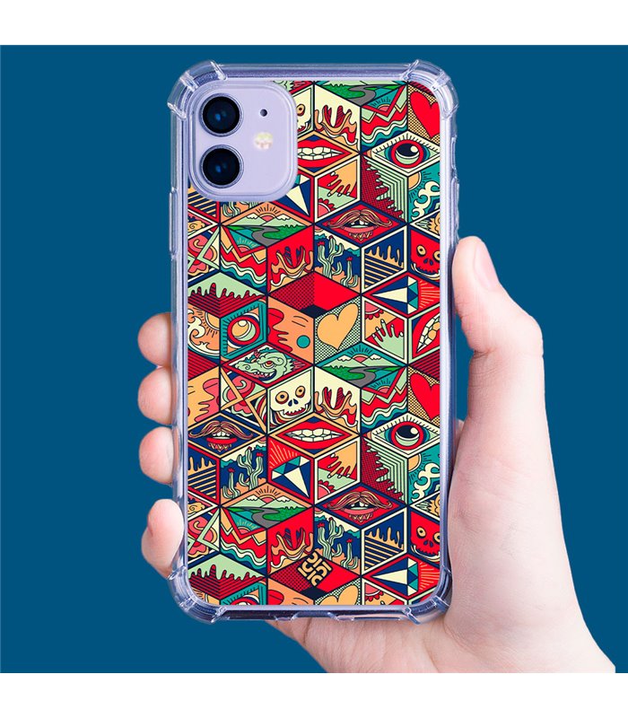 Funda Antigolpe [ iPhone 14 Plus ] Dibujo Auténtico [ Diseño Doodle Arte con Elementos Ornamentales ] Esquina Reforzada